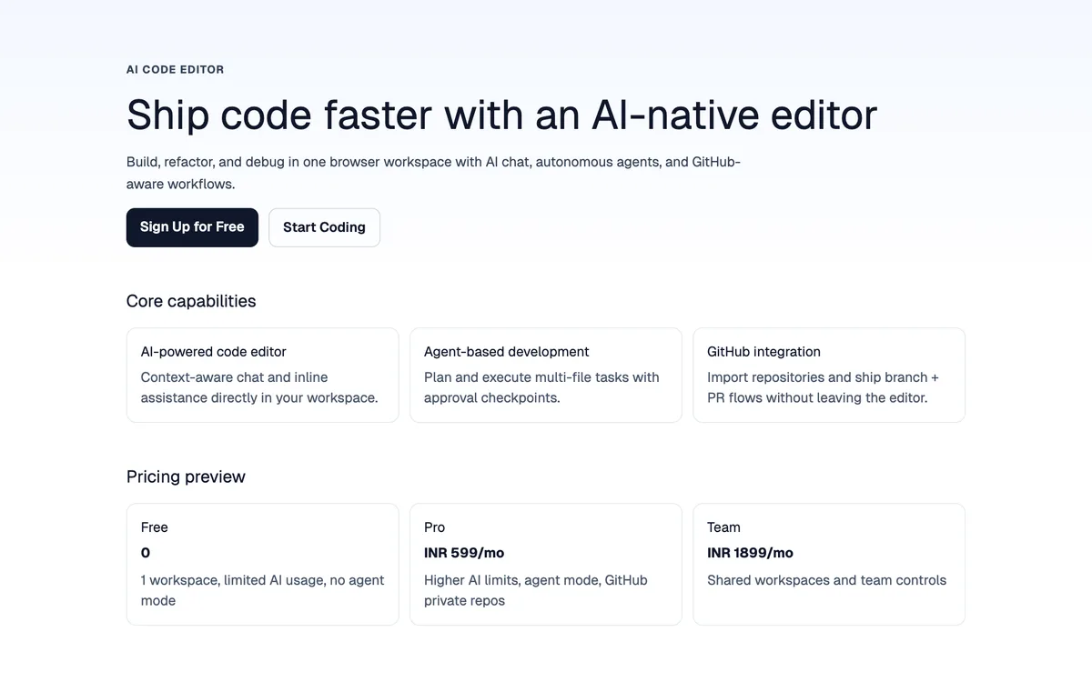 AI Code Editor — screenshot